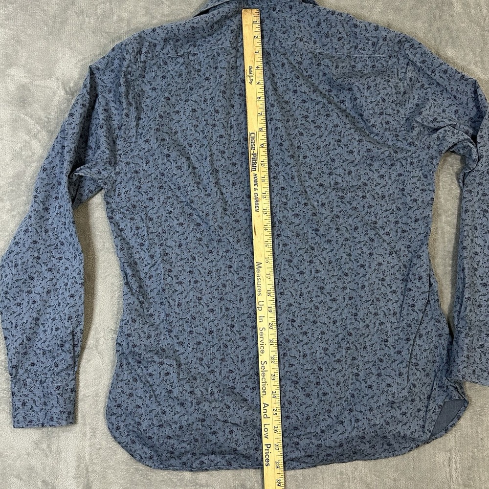 Alan Paine England Men's M Blue Floral Cotton Button Down Shirt Updated Fit - Picture 5 of 6